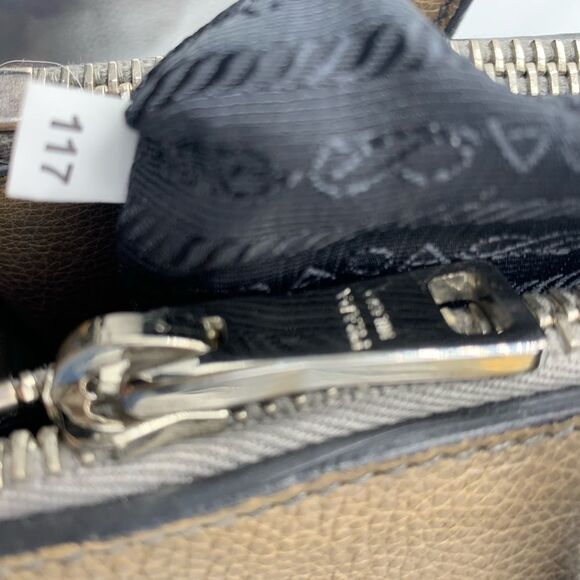 Auth Vtg Prada 2way Twin Pocket Glacé Tote Bag in Pomice Preloved Iconic Shape - Picture 12 of 16